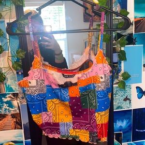 Multicolor bandana pattern cropped tank